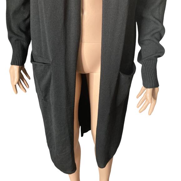 Ceny Long Cardigan Coatigan Sweater Womens Small Black Open Front Knit New - Picture 11 of 16